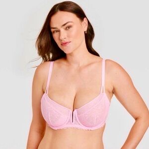 Auden Lace Unlined Pink Bra Balconette Adjustable Straps Underwire *Pick Your Sz